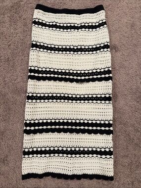 Sincerely Jules Black and White Crochet Midi Skirt